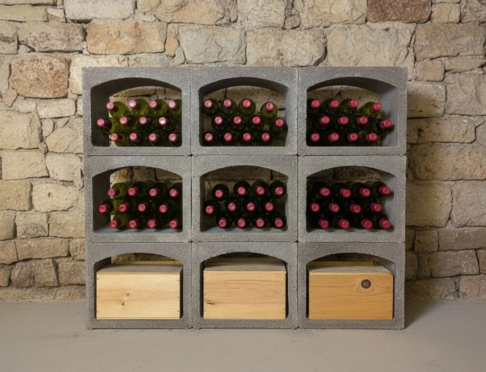 Casier à vin en pierre de lave Kitcave — module 12 bouteilles en kit pour cave